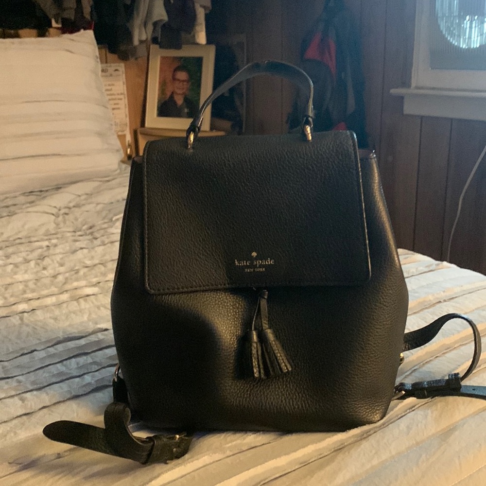 Black leather Kate spade backpack